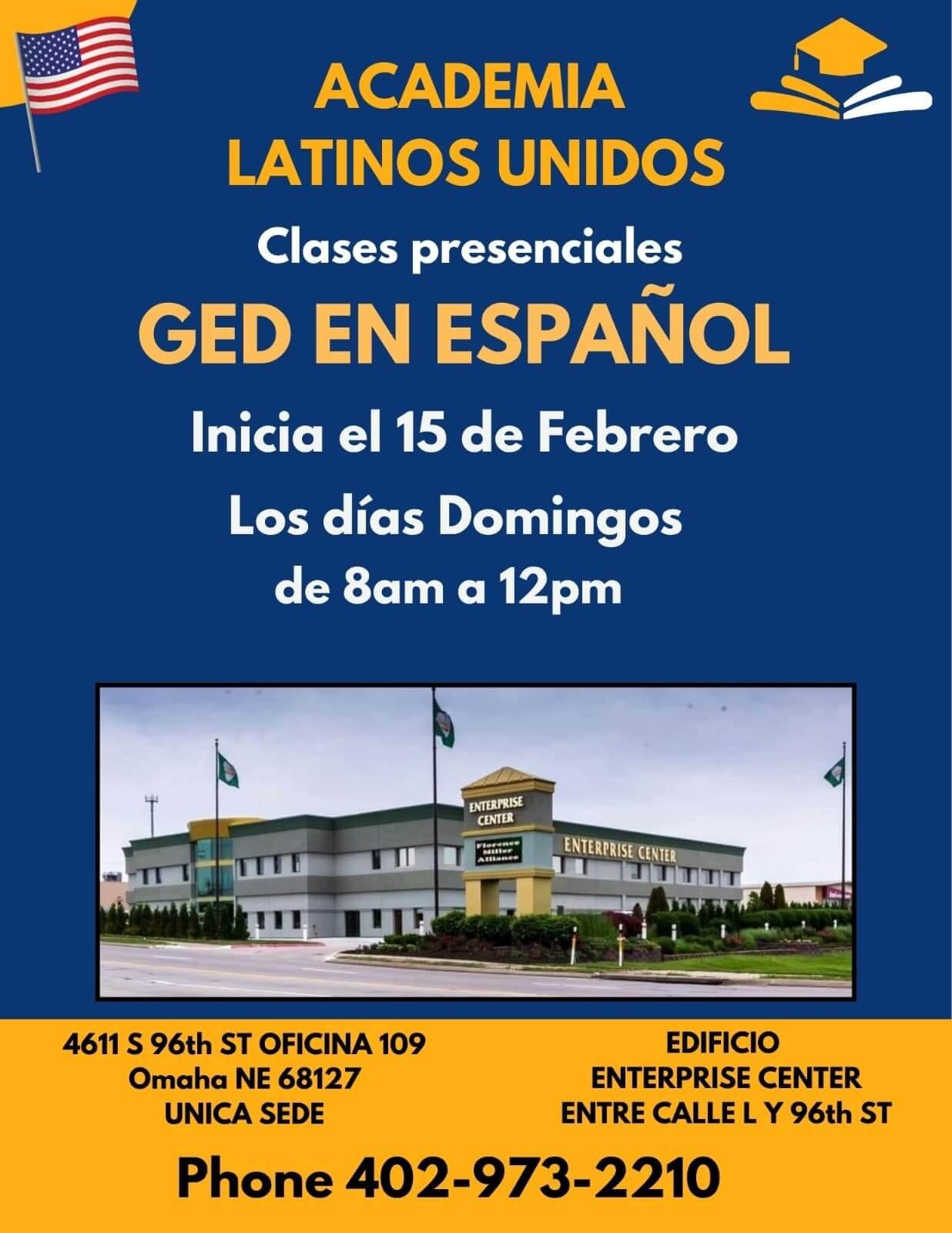 Clases de GED en español. Inicio 15 de Febrero
